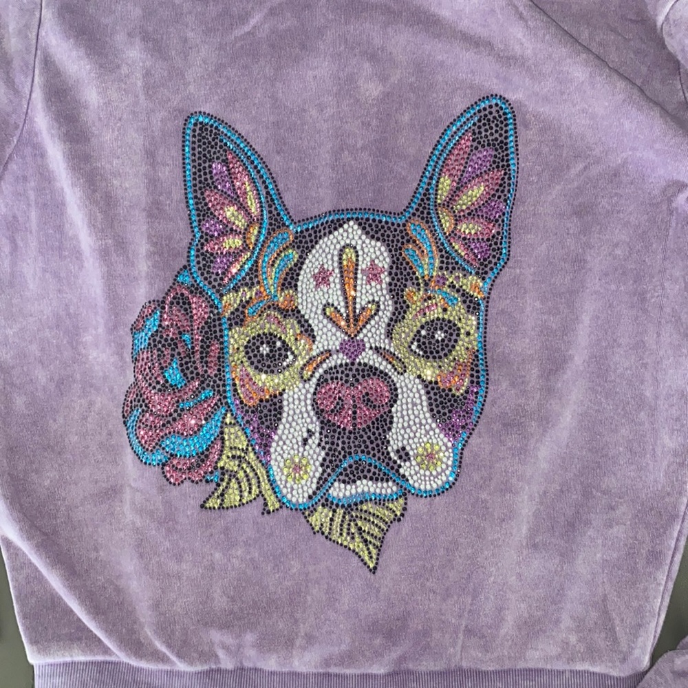Purple Butter Hoodie with Frenchie detail on back